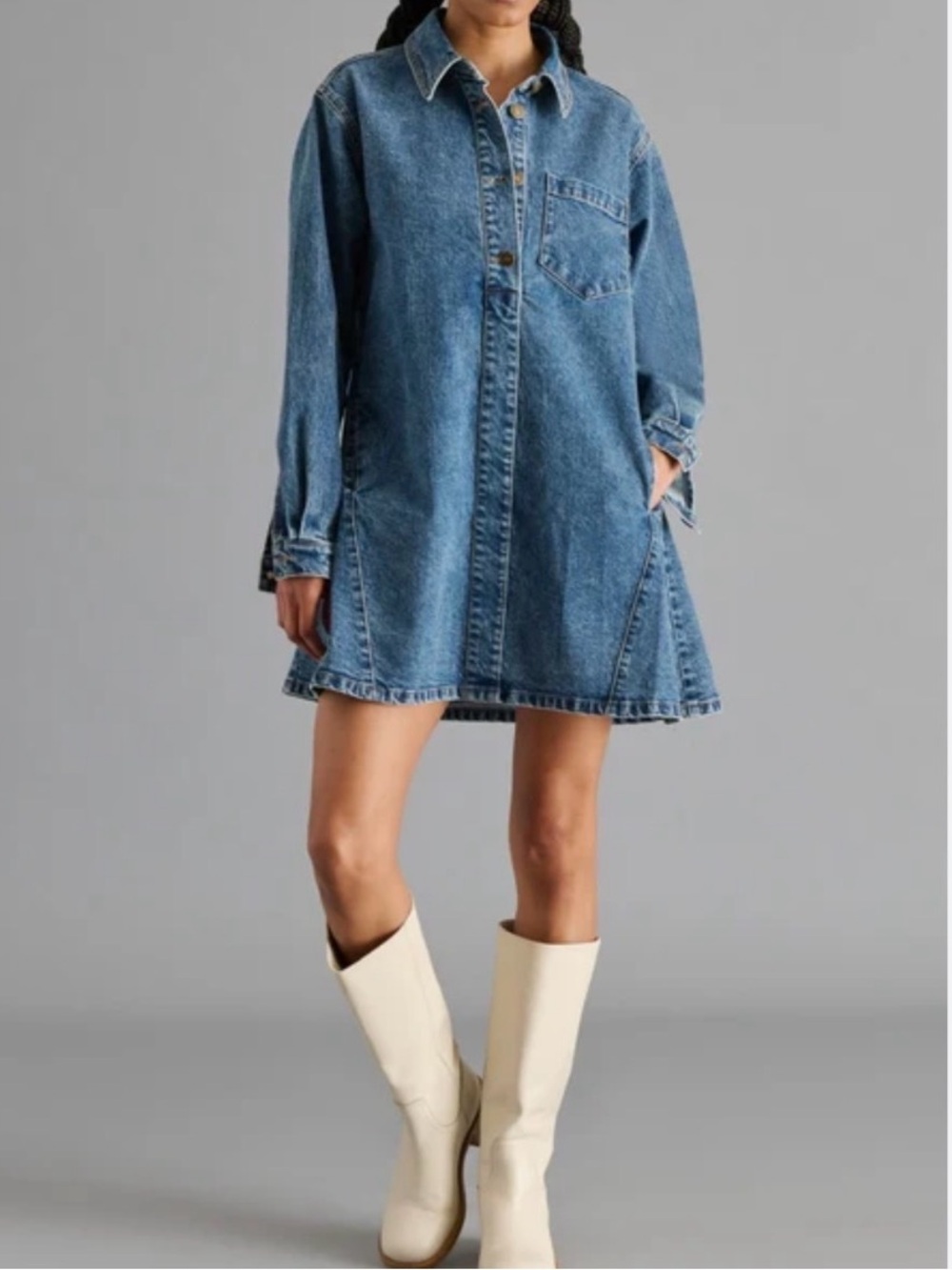 Steve Madden Blue Denim Shift Shirt Dress